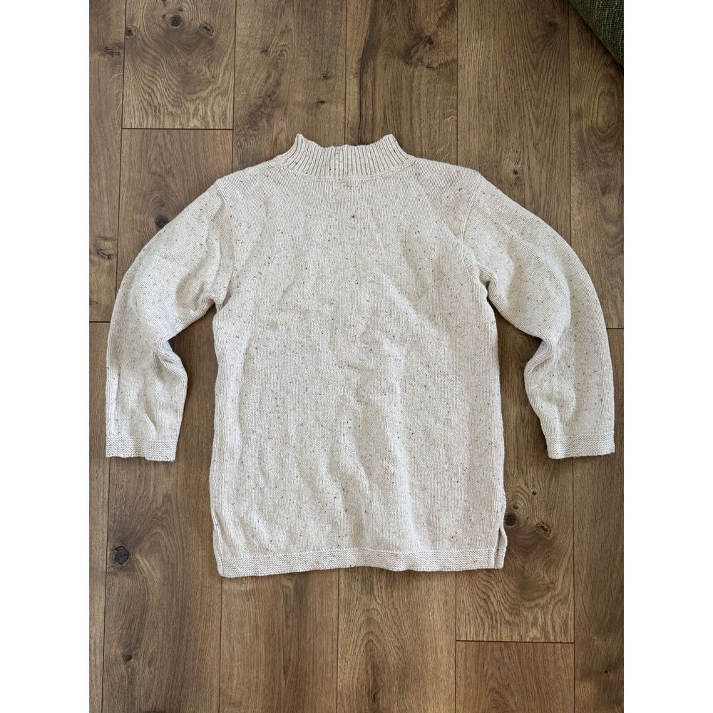 VTG WILLOW S 100% cotton vintage mock neck cream speckled sweater pullover